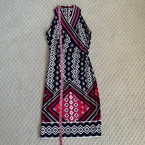 Joseph Ribkoff Abstract Print Sleeveless Sheath Dress Navy/Pink/White Size 4 - Picture 12 of 13